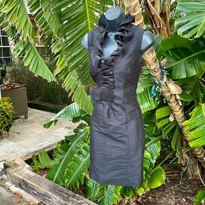 Alfred Sung ruffle little black dress with bow